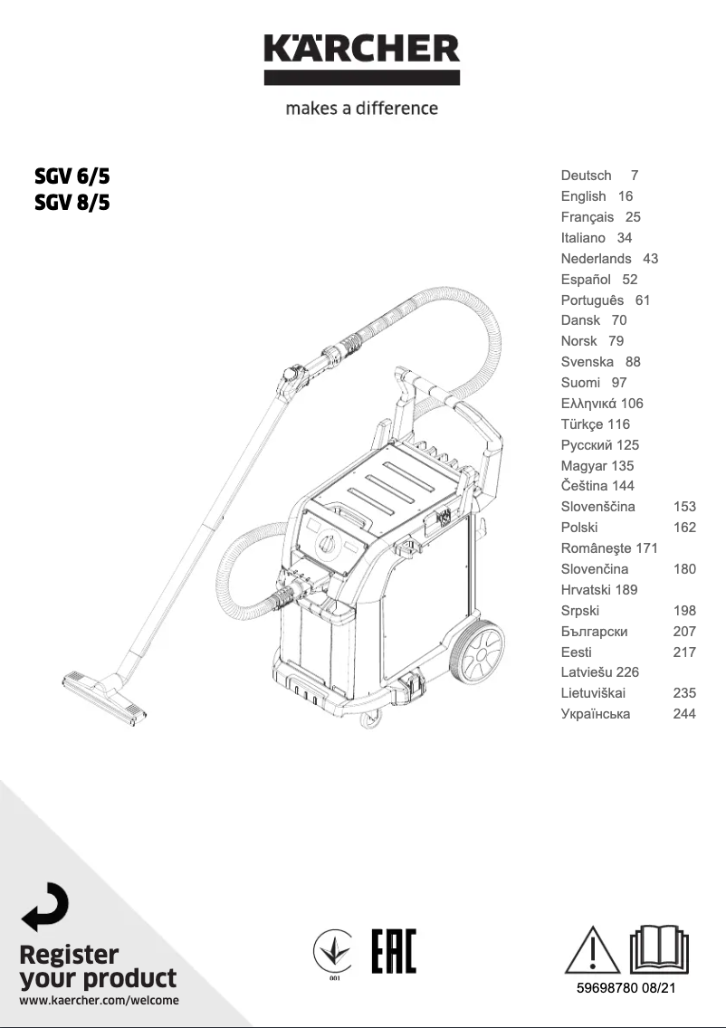Page 1 de la notice Manuel utilisateur Kärcher SGV 6/5