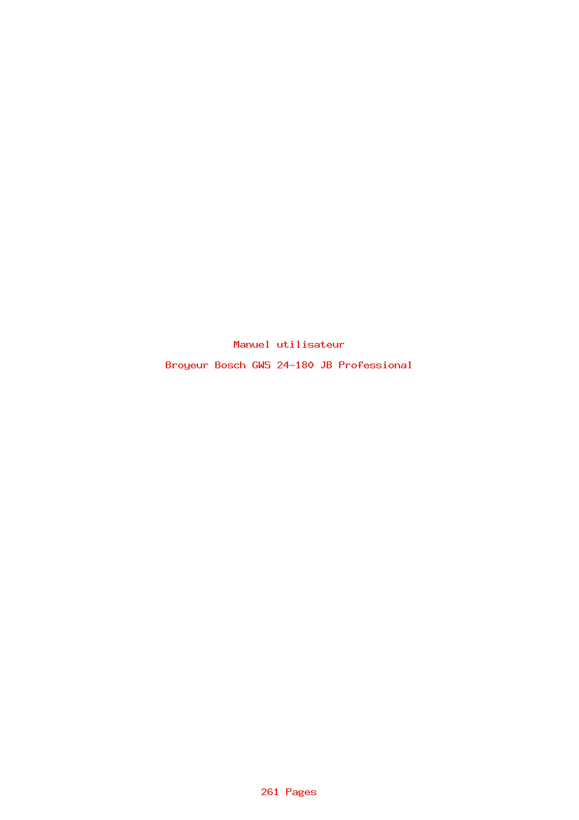 Page 1 de la notice Manuel utilisateur Bosch GWS 24-180 JB Professional