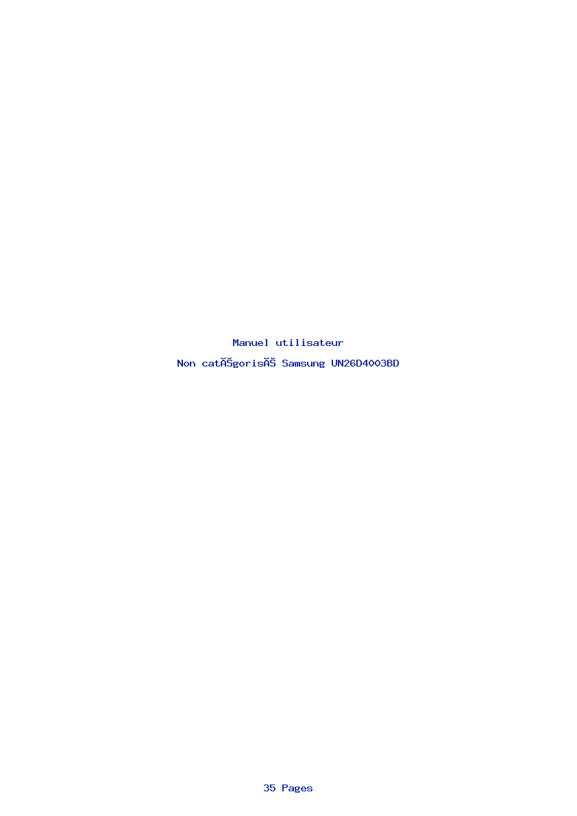 Page 1 de la notice Manuel utilisateur Samsung UN26D4003BD