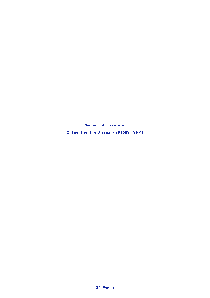 Page 1 de la notice Manuel utilisateur Samsung AR12BY4YAWKN