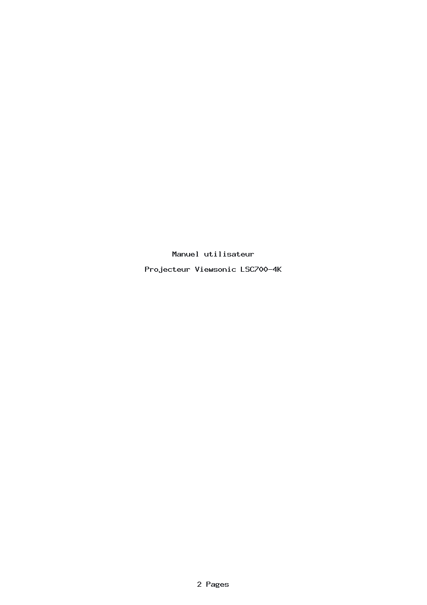 Page 1 de la notice Manuel utilisateur Viewsonic LSC700-4K