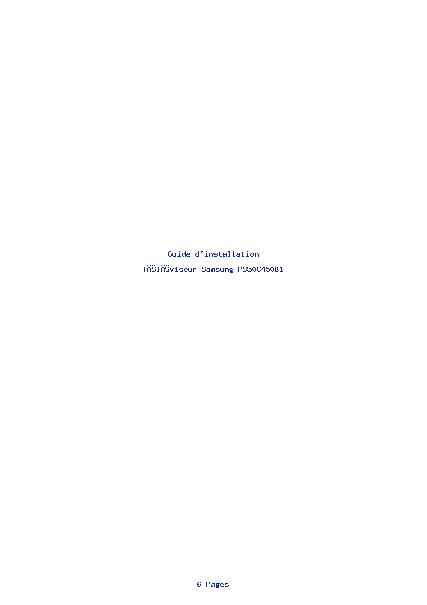 Page 1 de la notice Guide d'installation Samsung PS50C450B1