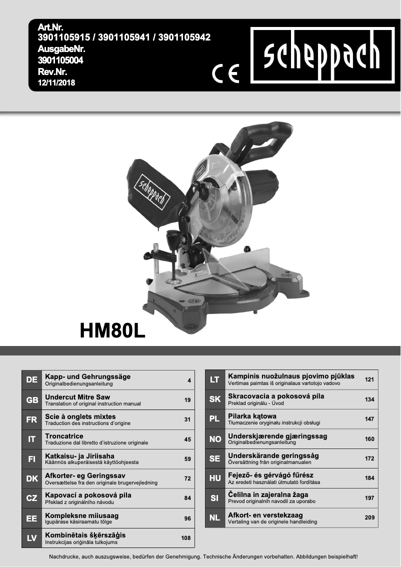 Page 1 of the manual User Manual Scheppach HM80L