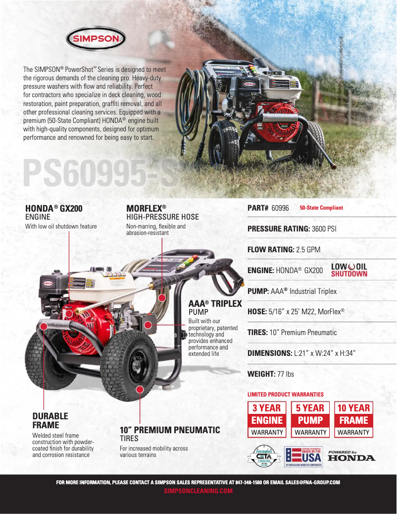 Página 1 del manual Ficha técnica Simpson PowerShot PS-60995-S