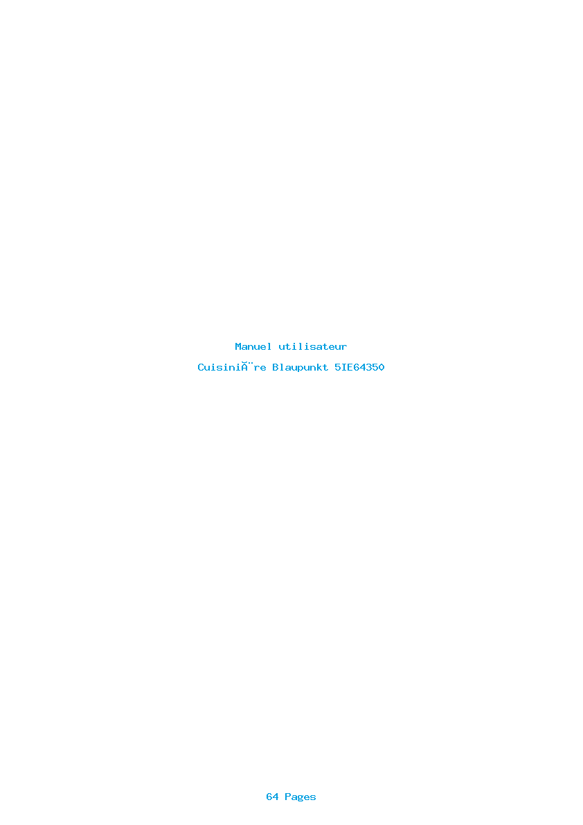 Page 1 de la notice Manuel utilisateur Blaupunkt 5IE64350