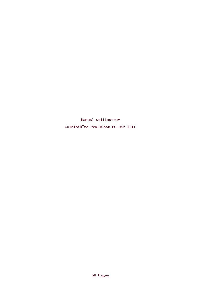 Page 1 de la notice Manuel utilisateur ProfiCook PC-DKP 1211