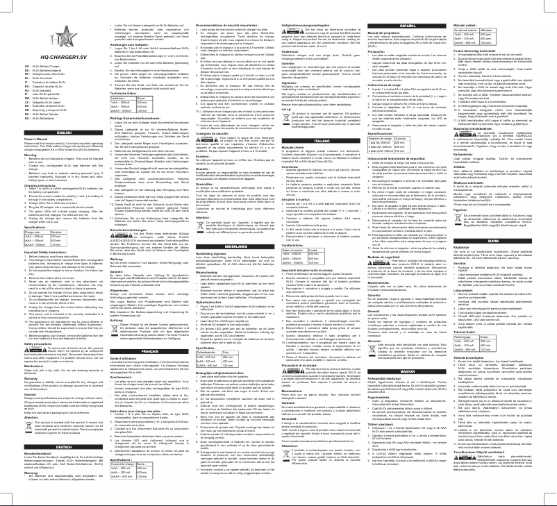 Página 1 del manual Manual de usuario HQ CHARGER1.6V