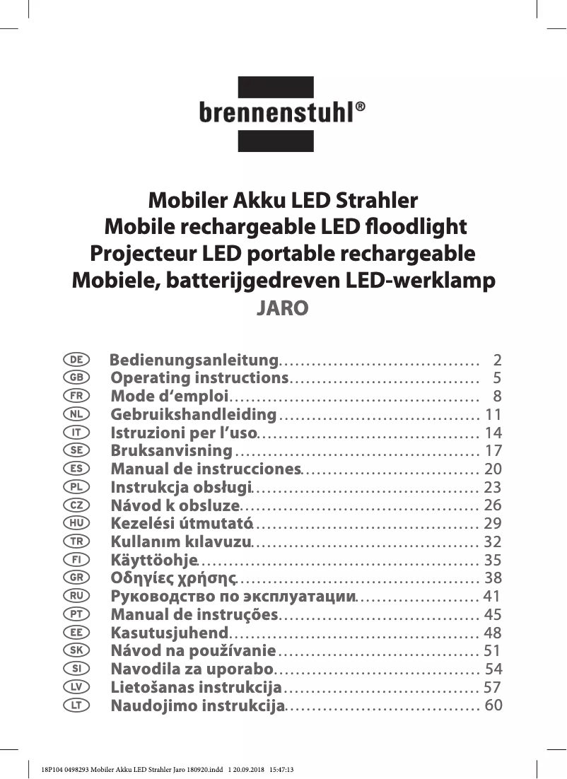 Page 1 de la notice Manuel utilisateur Brennenstuhl JARO 3000 MA