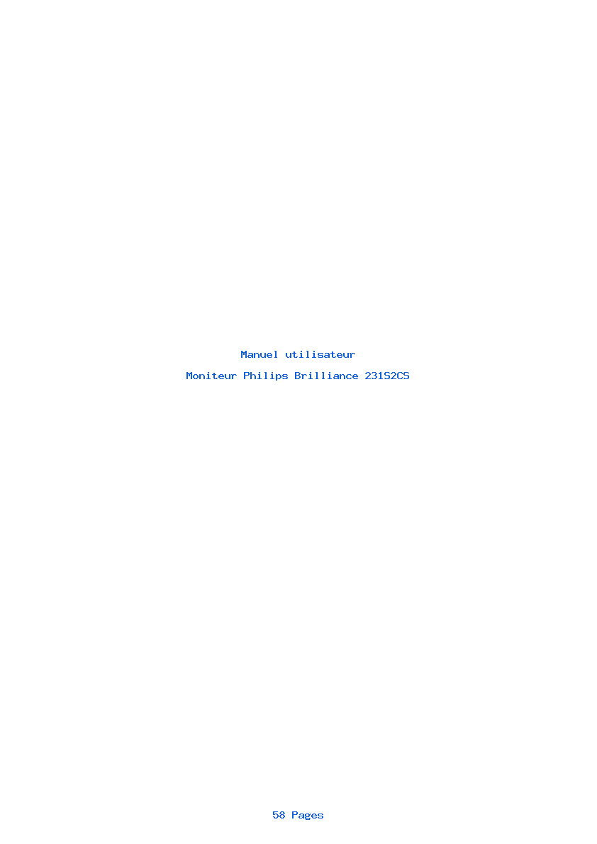 Page 1 de la notice Manuel utilisateur Philips Brilliance 231S2CS