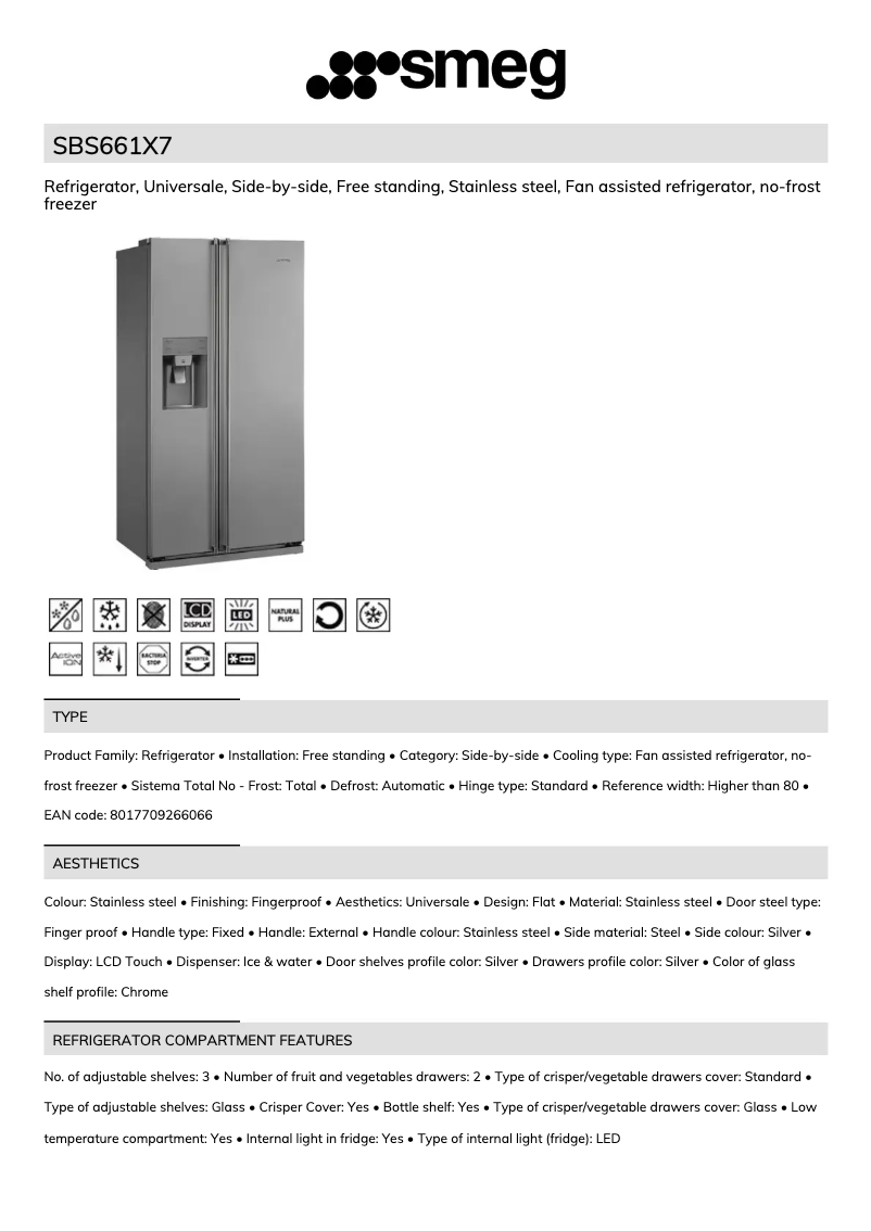 Page 1 de la notice Brochure Smeg SBS661X7