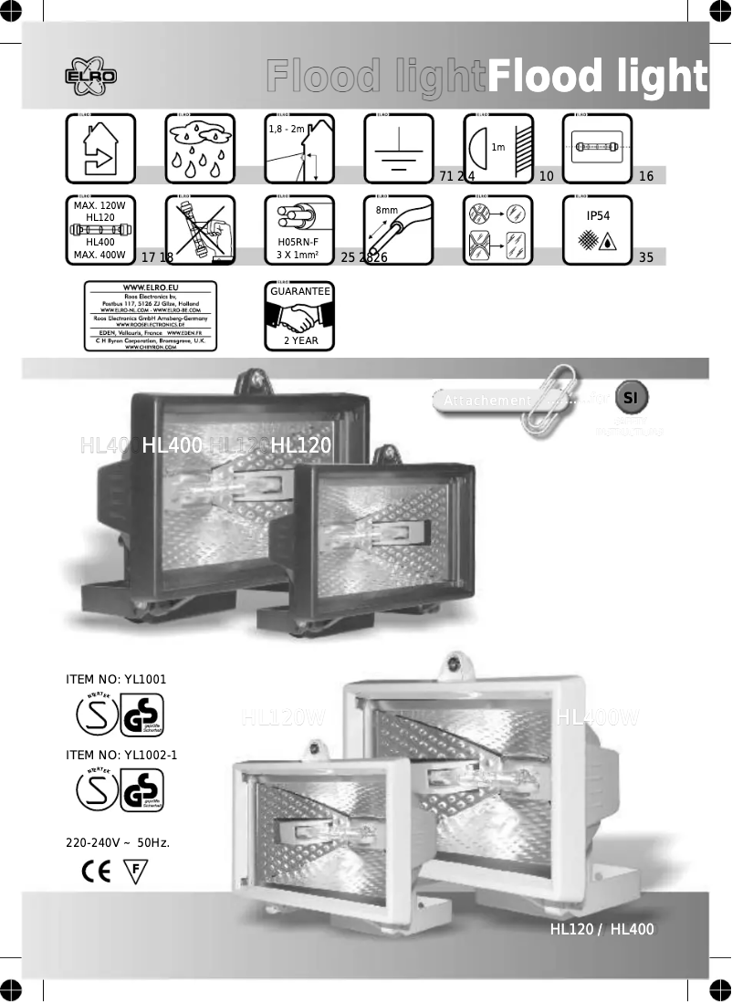 Página 1 del manual Manual de usuario Elro HL400A
