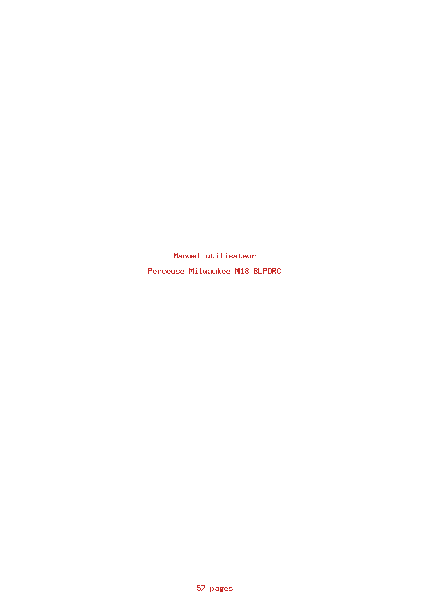 Page 1 de la notice Manuel utilisateur Milwaukee M18 BLPDRC