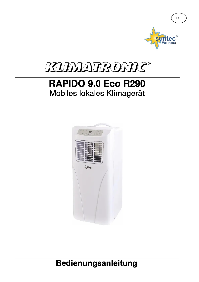 Page 1 de la notice Manuel utilisateur Suntec Klimatronic RAPIDO 9.0 Eco R290