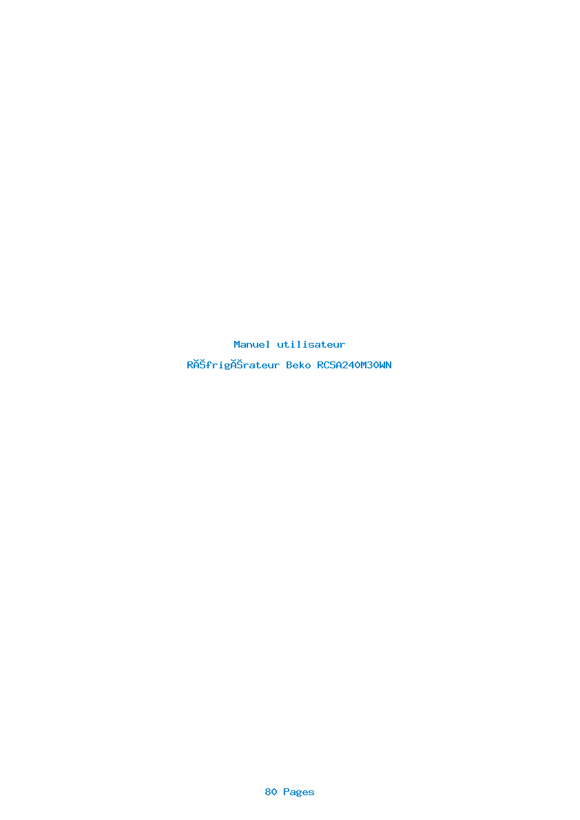 Page 1 de la notice Manuel utilisateur Beko RCSA240M30WN