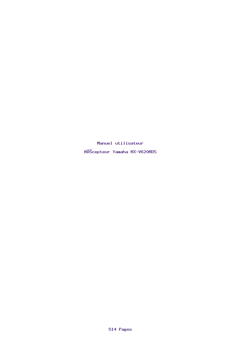 Page 1 de la notice Manuel utilisateur Yamaha RX-V620RDS