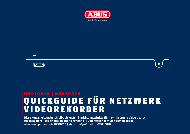 Page 1 de la notice Guide de démarrage rapide Abus NVR10010