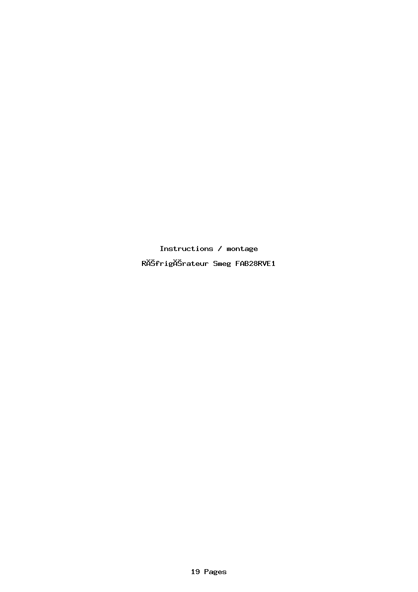 Page 1 de la notice Instructions / montage Smeg FAB28RVE1