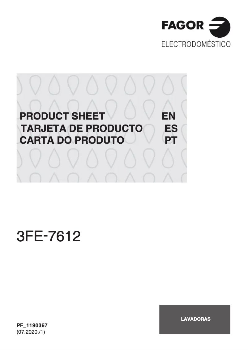 Page 1 de la notice Fiche technique Fagor 3FE-7612