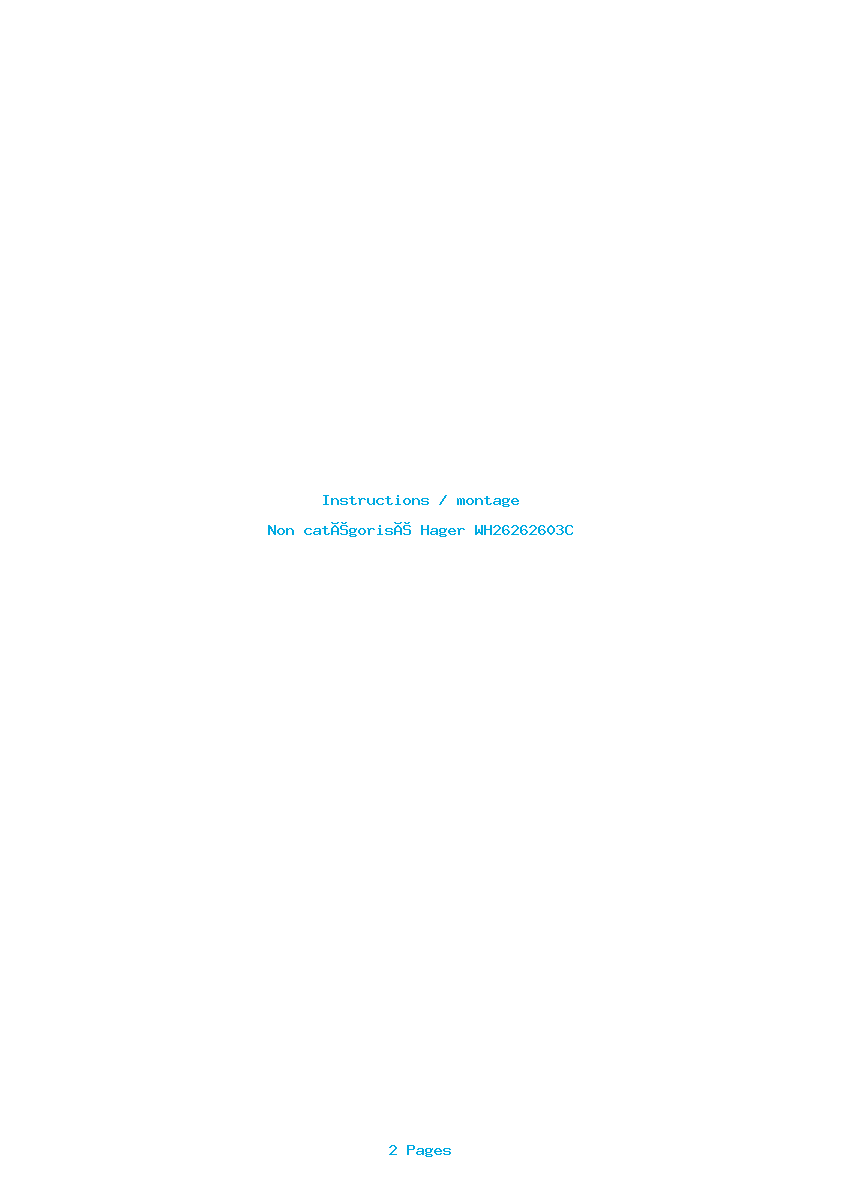 Page 1 de la notice Instructions / montage Hager WH26262603C