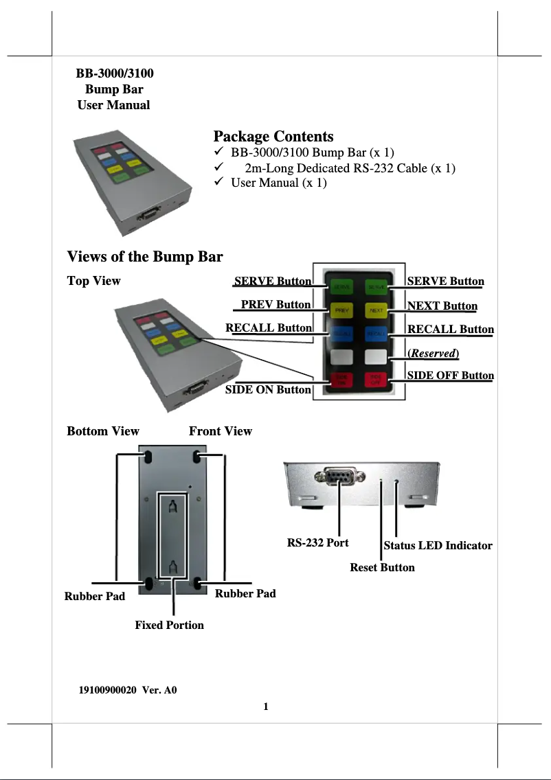 Page 1 de la notice Manuel utilisateur Posiflex BB-3000