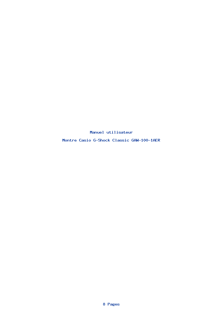 Page 1 de la notice Manuel utilisateur Casio G-Shock Classic GAW-100-1AER