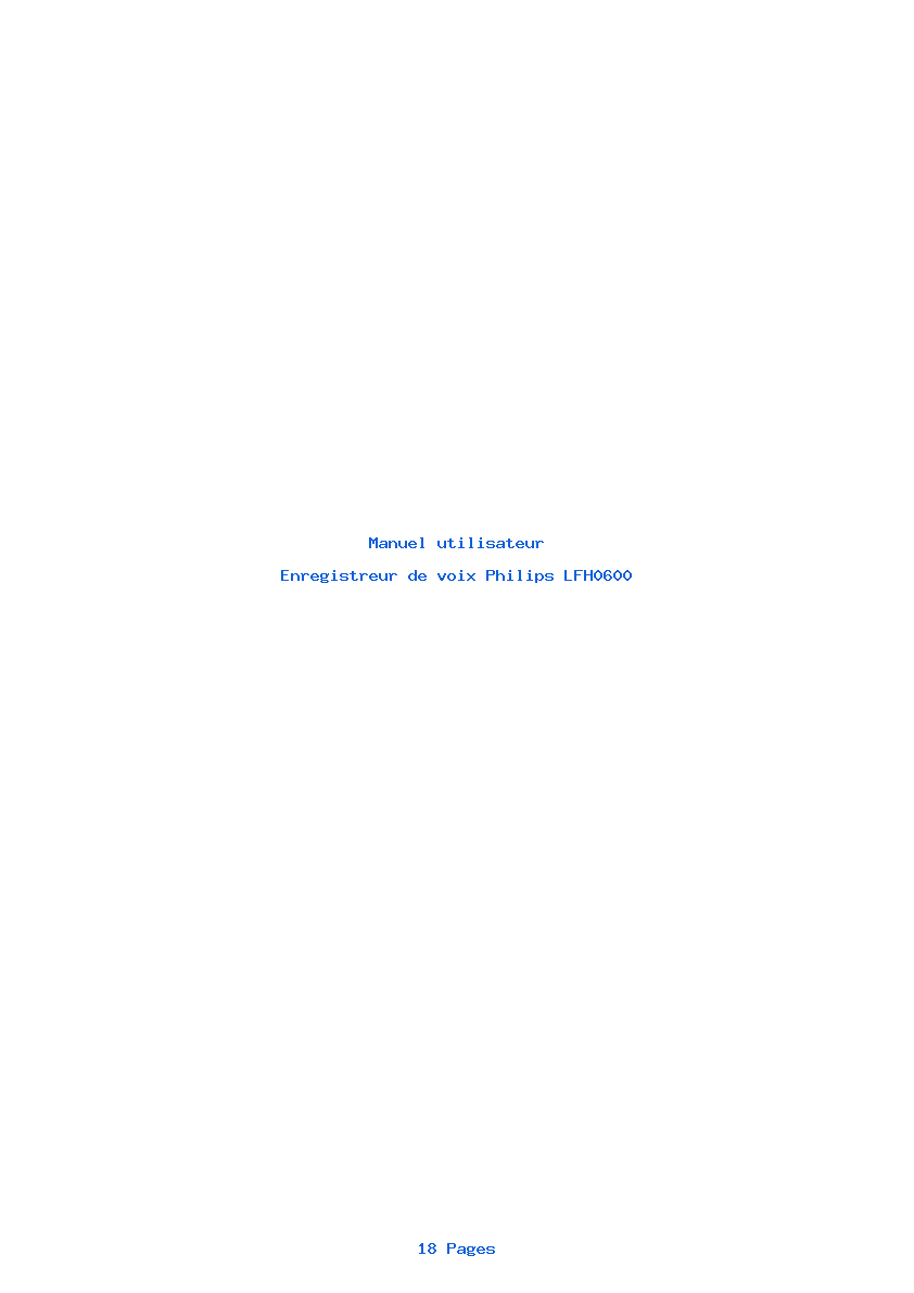 Page 1 de la notice Manuel utilisateur Philips LFH0600