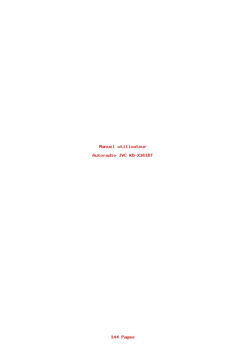Page 1 de la notice Manuel utilisateur JVC KD-X361BT