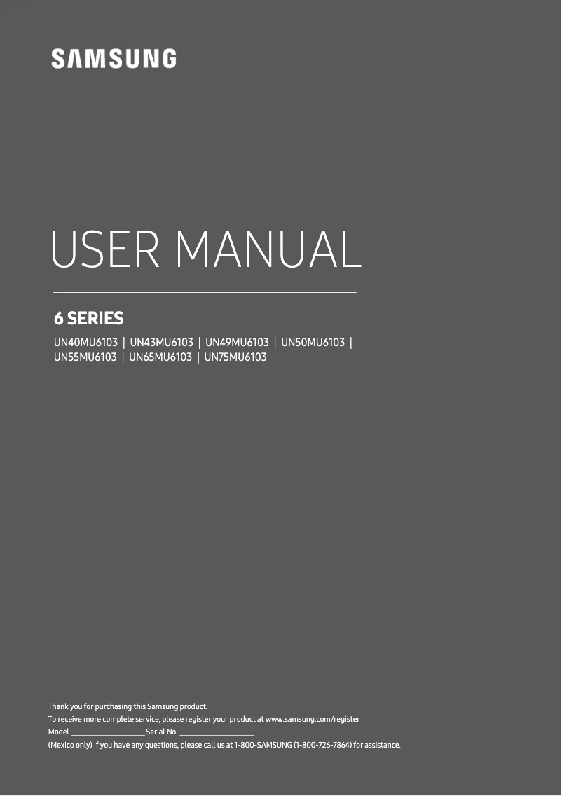 Page 1 de la notice Manuel utilisateur Samsung UN55MU6103FXZX