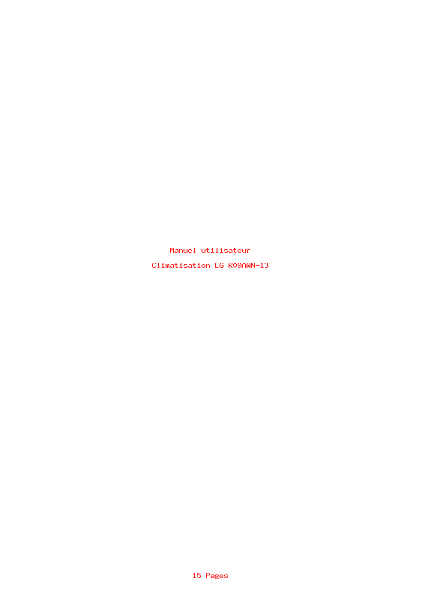 Page 1 de la notice Manuel utilisateur LG R09AWN-13