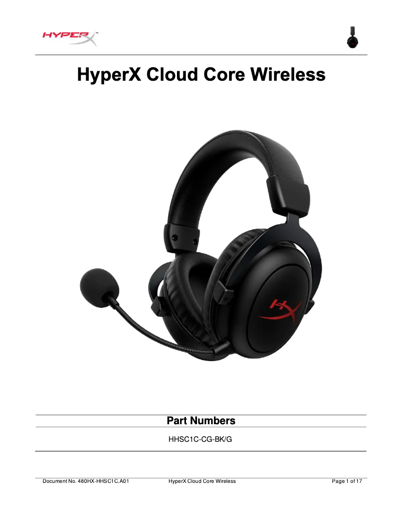Página 1 del manual Manual de usuario HyperX Cloud Core Wireless