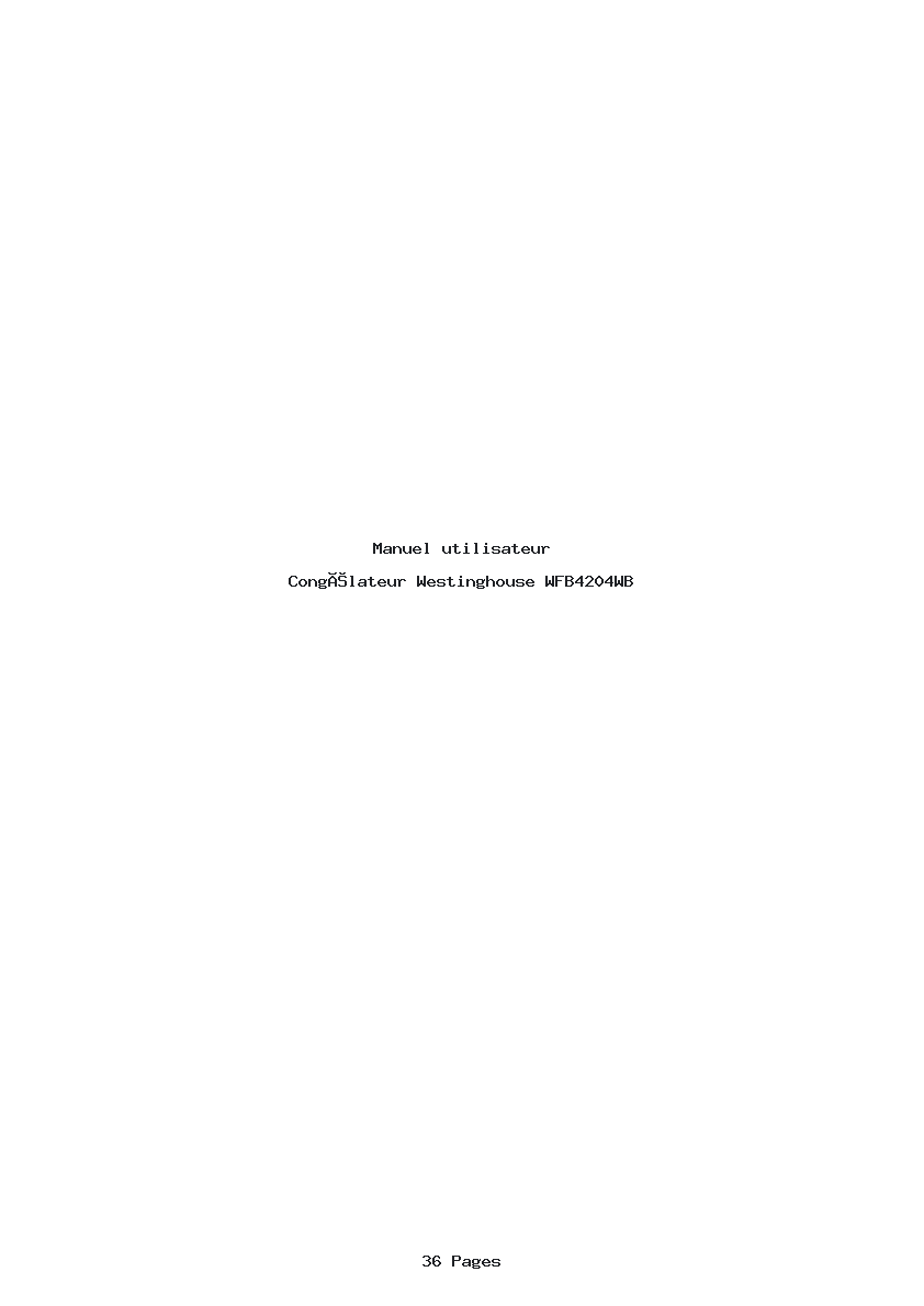 Page 1 de la notice Manuel utilisateur Westinghouse WFB4204WB