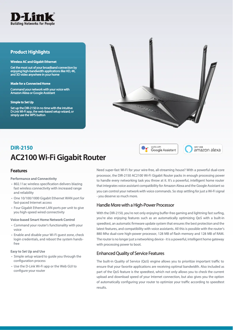 Page 1 de la notice Fiche technique D-Link DIR-2150