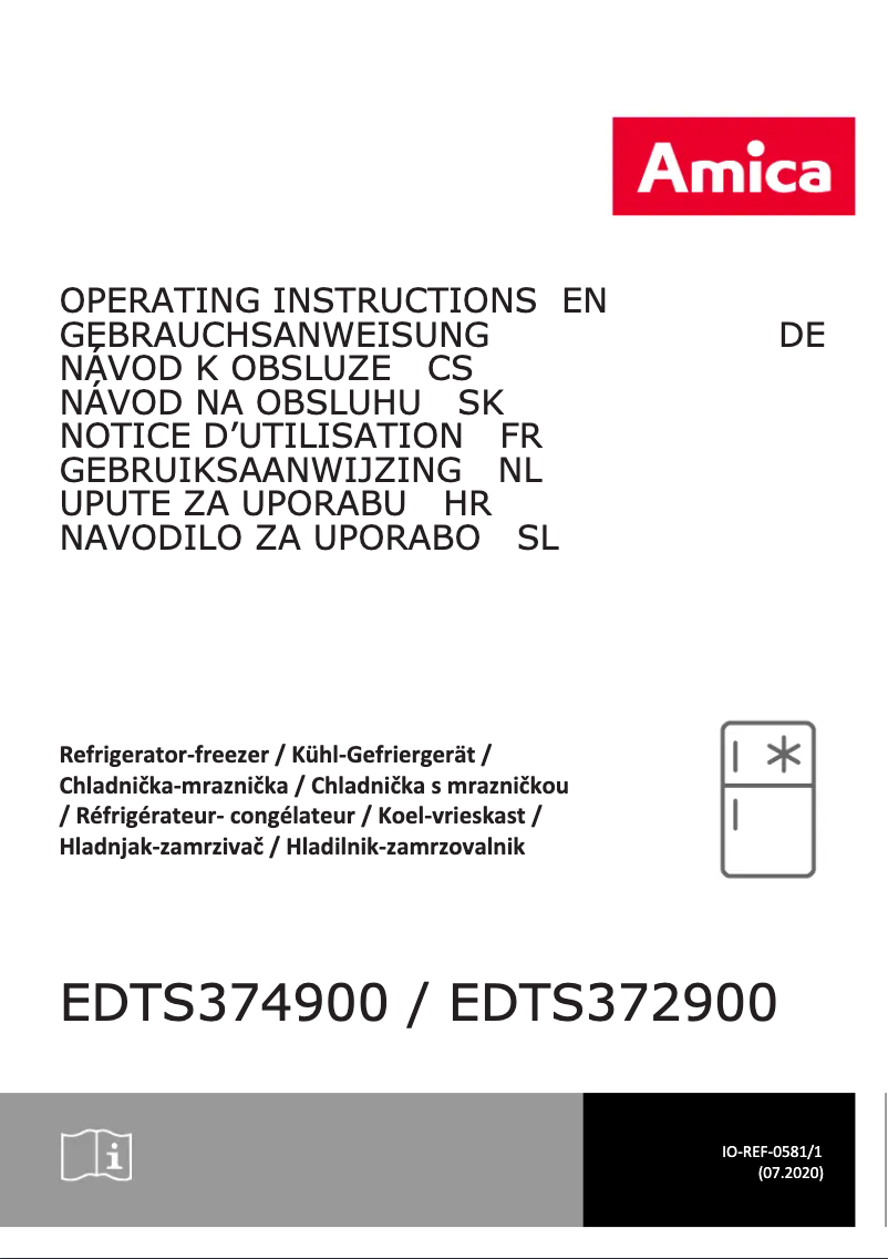 Page 1 de la notice Manuel utilisateur Amica EDTS 374 900