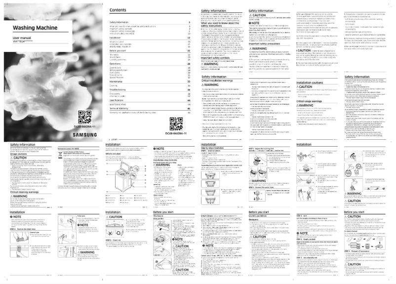 Page 1 de la notice Manuel utilisateur Samsung WA10BG4686BR