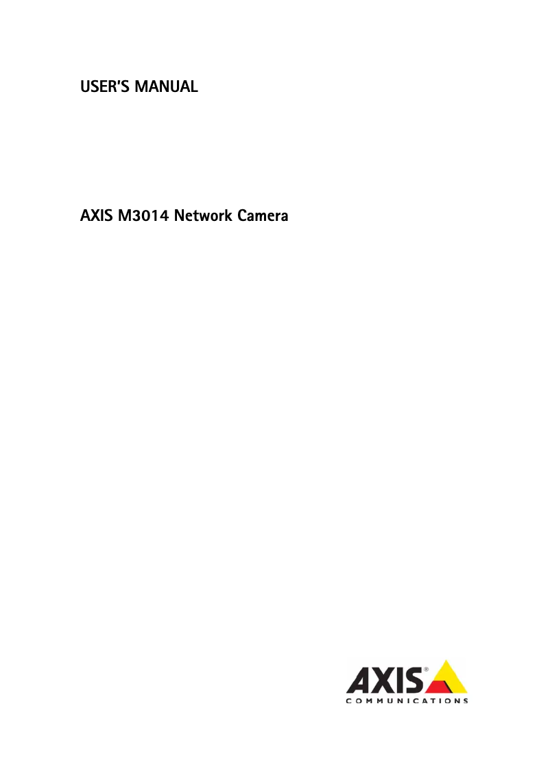 Page 1 of the manual User Manual Axis M314