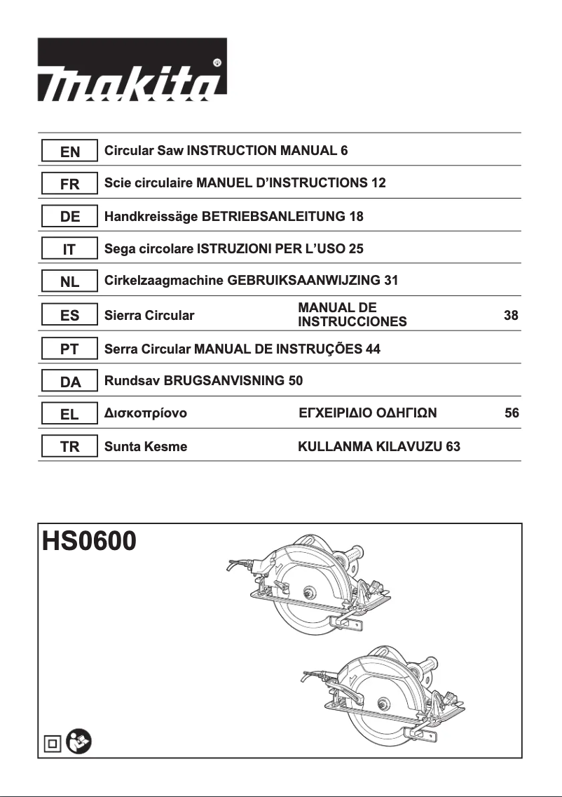 Page 1 de la notice Manuel utilisateur Makita HS0600