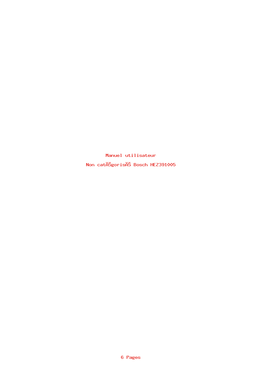 Page 1 de la notice Manuel utilisateur Bosch HEZ391005