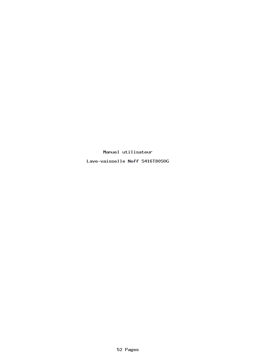 Page 1 de la notice Manuel utilisateur Neff S416T80S0G