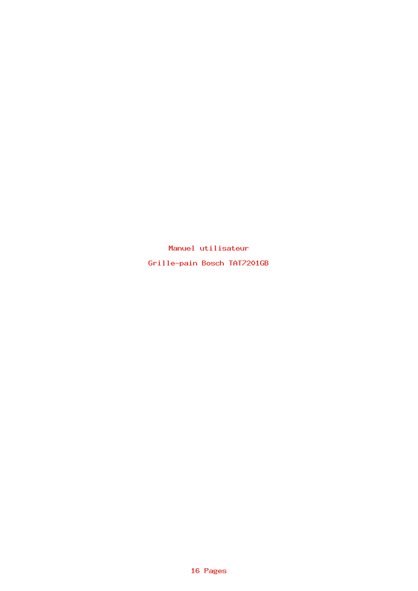 Page 1 de la notice Manuel utilisateur Bosch TAT7201GB