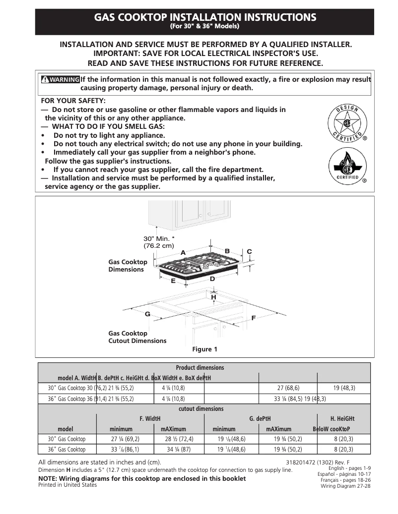 Página 1 del manual Guía de instalación Electrolux EW30GC55GB