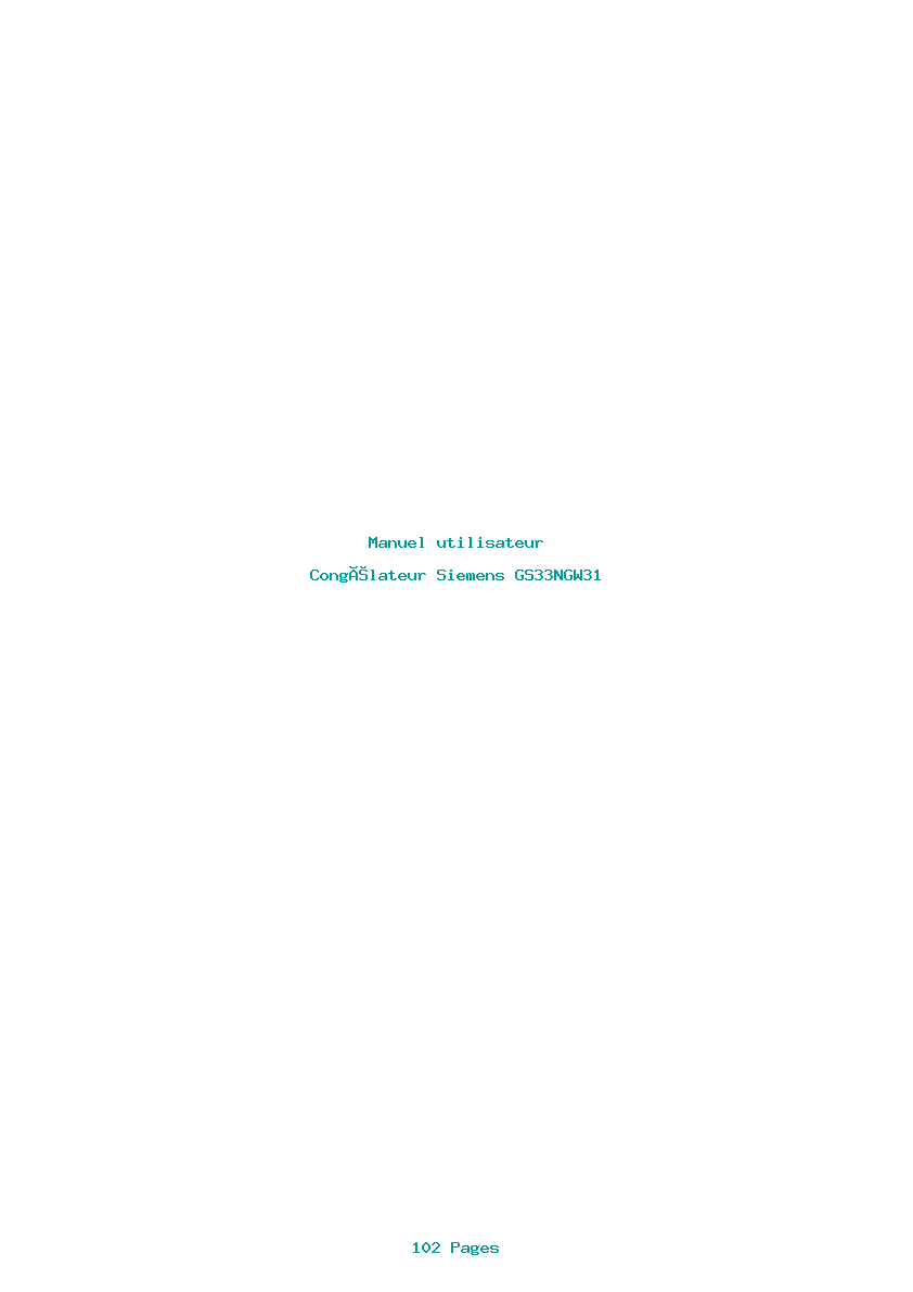 Page 1 de la notice Manuel utilisateur Siemens GS33NGW31