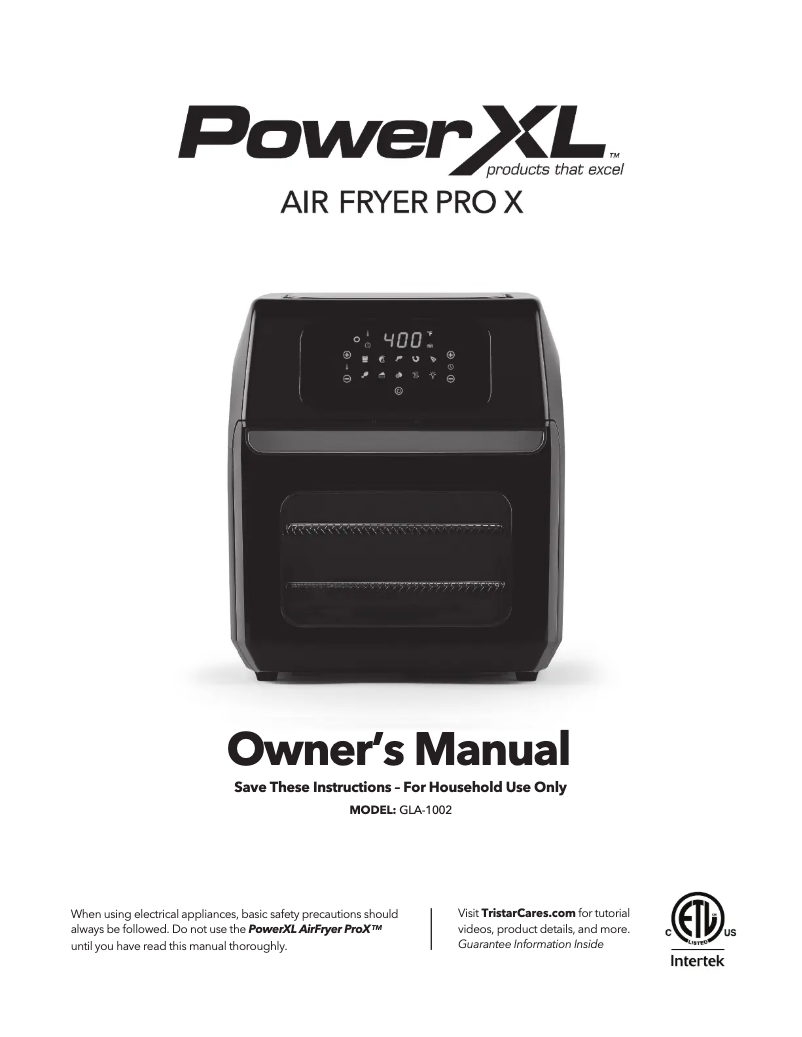 Page 1 de la notice Manuel utilisateur PowerXL Air Fryer Pro X GLA-1002