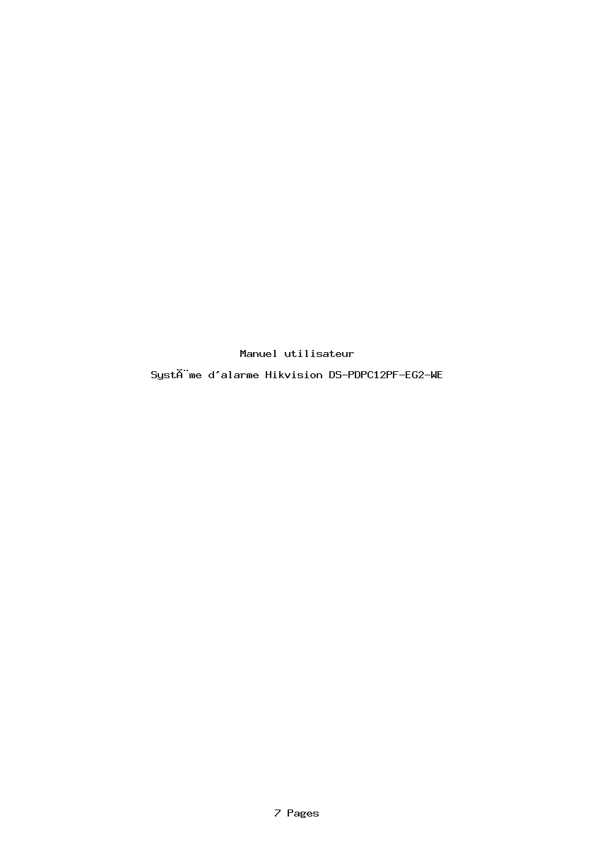 Page 1 de la notice Manuel utilisateur Hikvision DS-PDPC12PF-EG2-WE