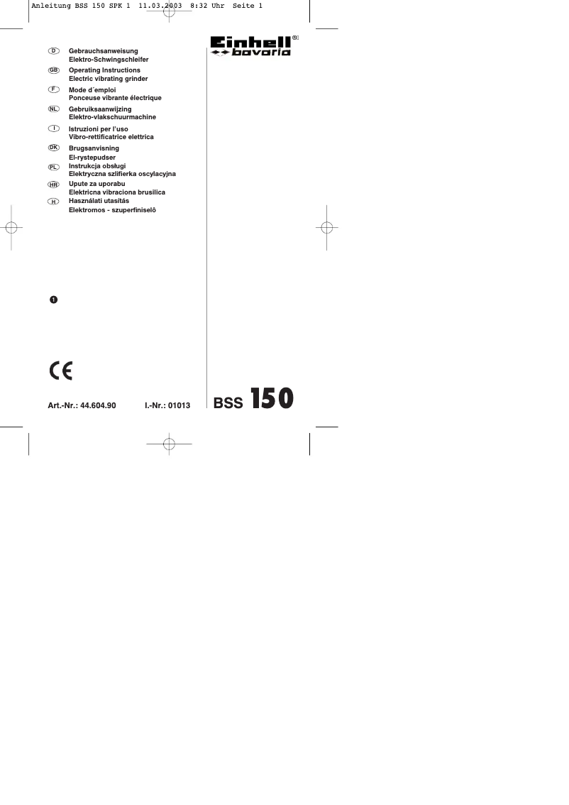 Página 1 del manual Manual de usuario Einhell Bavaria BSS 150