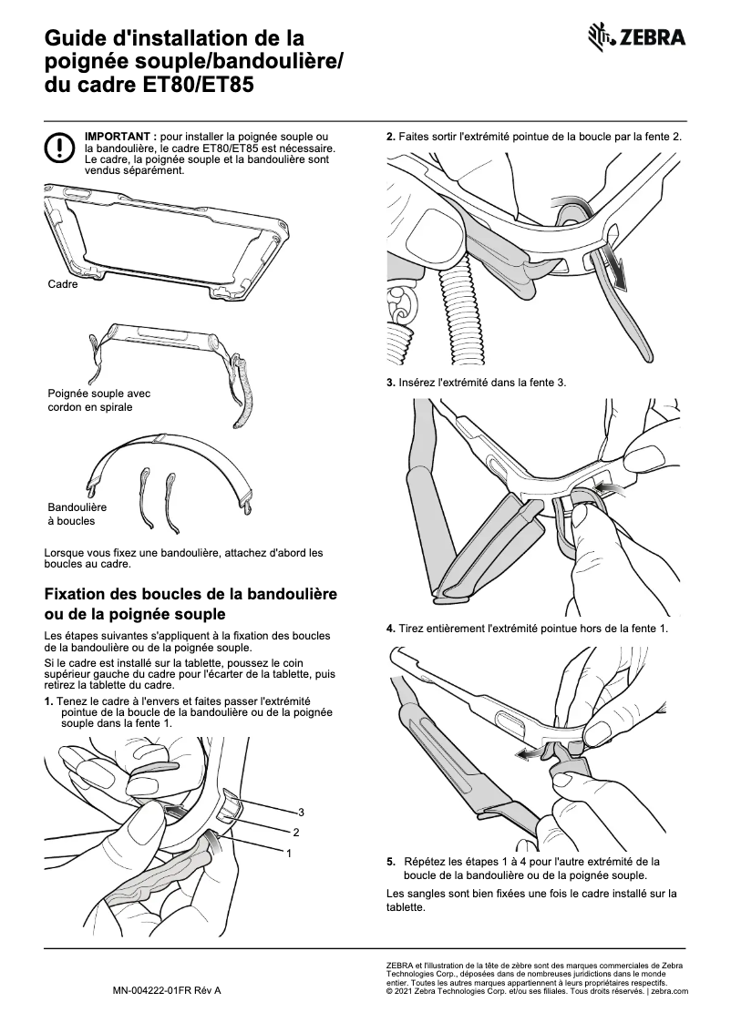 Page 1 de la notice Guide d'installation Zebra ET80