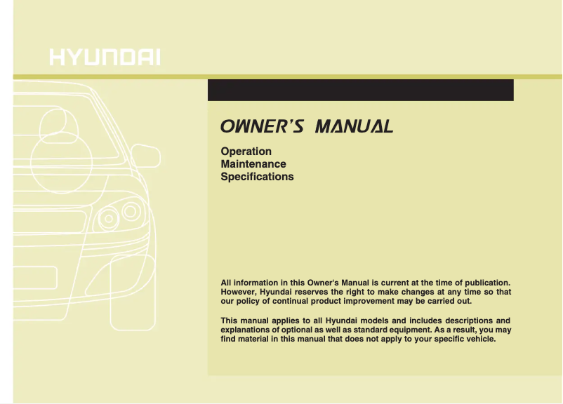 Page 1 de la notice Manuel utilisateur Hyundai Sonata (2011)
