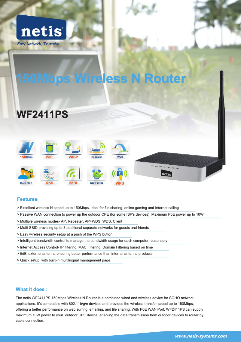 Page 1 of the manual User Manual Netis WF2411PS