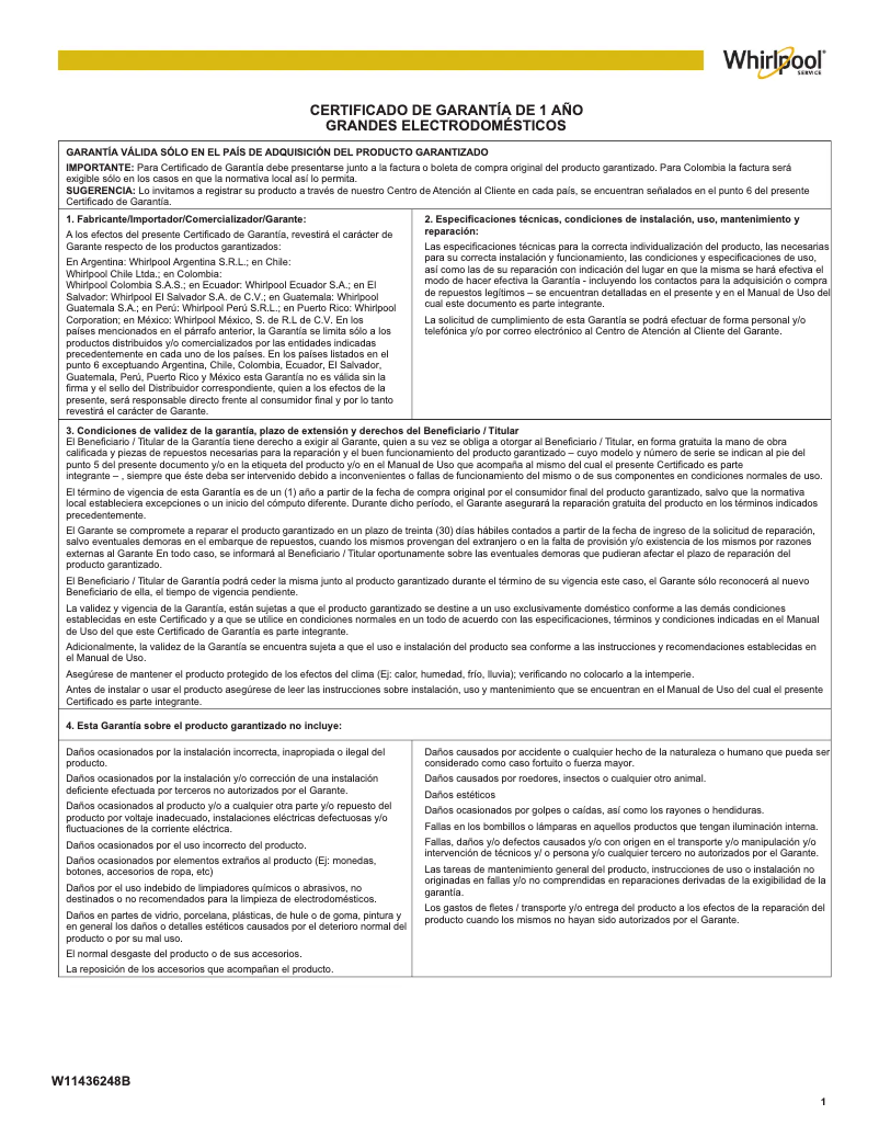 Página 1 del manual Información de garantía GE GDT630PGRBB