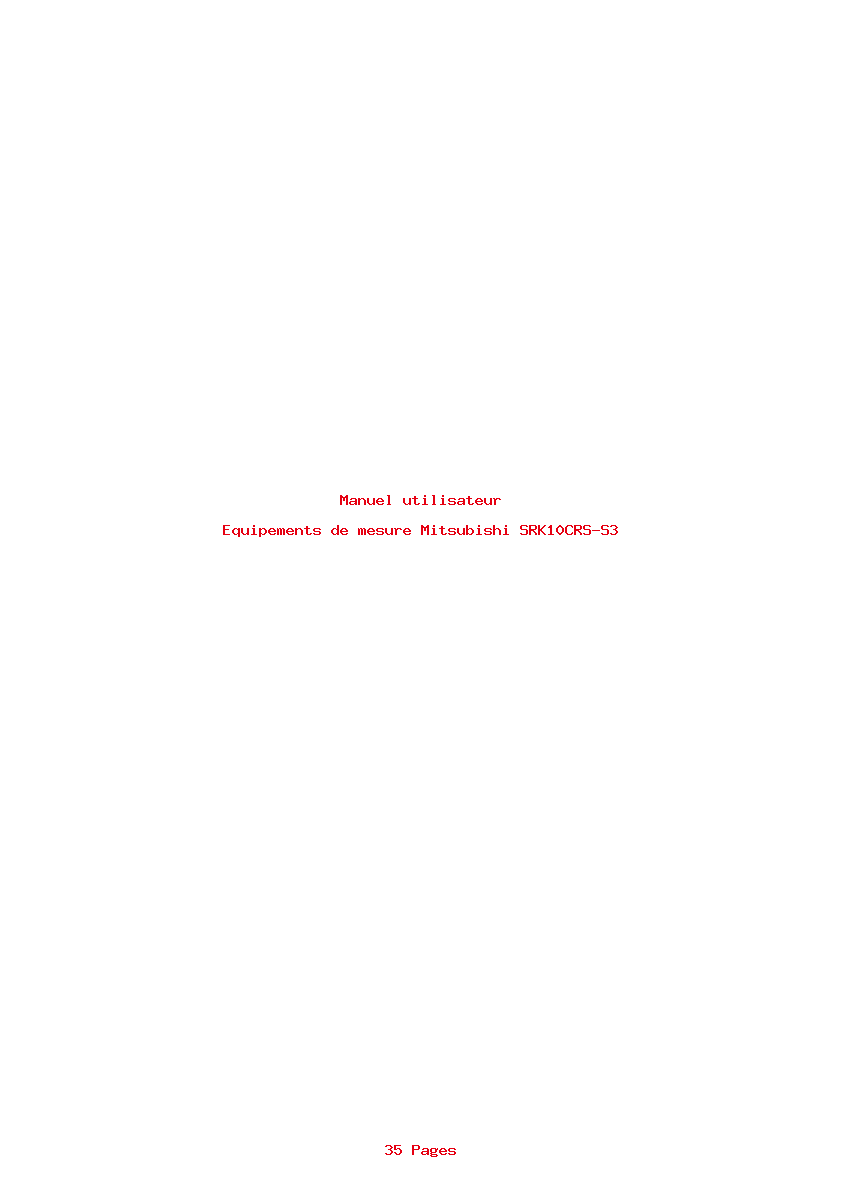 Page 1 de la notice Manuel utilisateur Mitsubishi SRK10CRS-S3