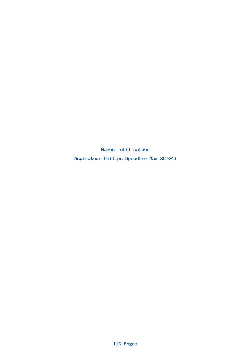 Page 1 de la notice Manuel utilisateur Philips SpeedPro Max XC7043
